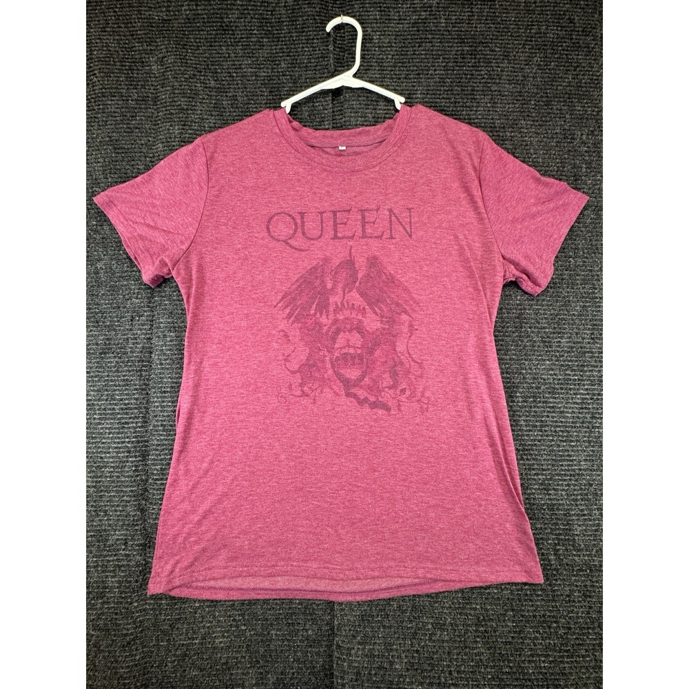 Queen Band Graphic Crest Tee T-Shirt Heather Pink Magenta Women's Size L